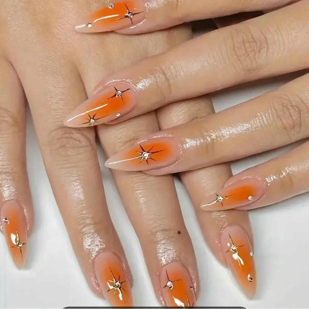 ✨24pcs-Orange Gradient Press-On Nails✨ So easy to put on
